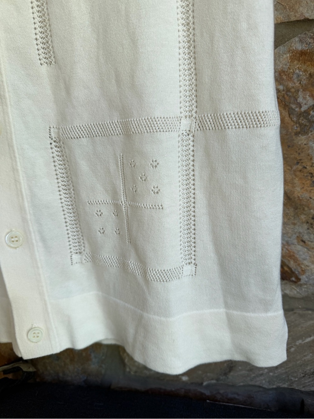 Todd Snyder Silk Cotton Eyelet Knit Shirt Cream Size L - Picture 7 of 14
